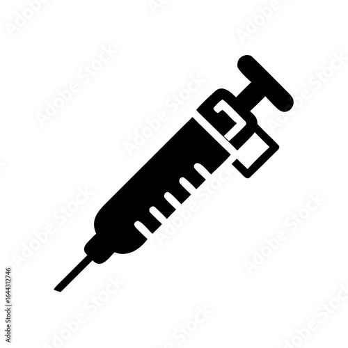 Syringe for oral medicine icon in black silhouette style