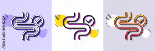 Digestion line icon. Halftone dotted pattern. Gradient icon with grain shadow. Healthy intestine bowel sign. Intestines colonoscopy symbol. Line digestion icon. Various designs. Vector