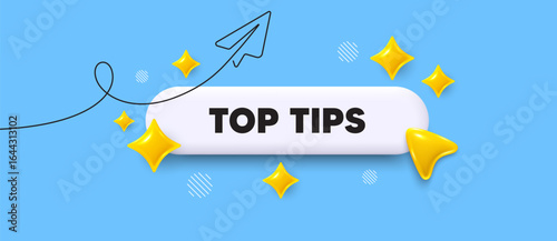 Top tips search bar. Share plane line icon. Top tips. Help assistance sign. Quiz quick tips symbol. Search button with 3d sparkles. Vector