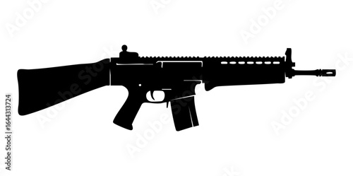 Minimal L85A2 Bullpup Rifle Side View Flat Vector Illustration