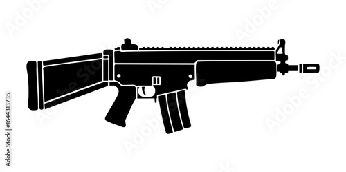 Minimal L85A2 Bullpup Rifle Side View Flat Vector Illustration