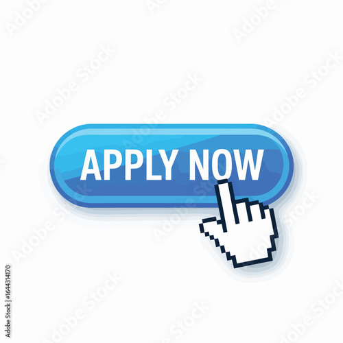 Blue apply now button with cursor clicking