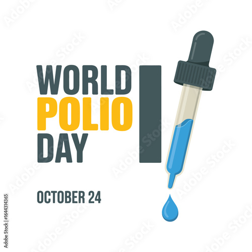 World polio day october 24th with dropper and blue liquid