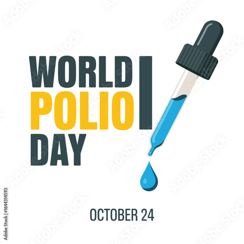 World polio day october 24 with dropper and blue liquid drop