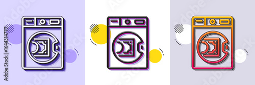 Launder money line icon. Halftone dotted pattern. Gradient icon with grain shadow. Cash corruption sign. Tax avoidance symbol. Line launder money icon. Various designs. Vector