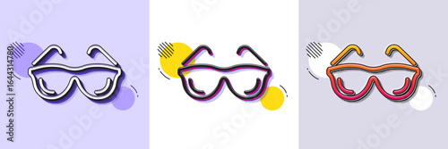 Eyeglasses line icon. Halftone dotted pattern. Gradient icon with grain shadow. Oculist clinic sign. Optometry vision symbol. Line eyeglasses icon. Various designs. Vector