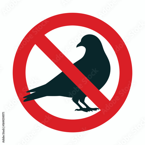 No pigeons allowed sign with silhouette of a bird