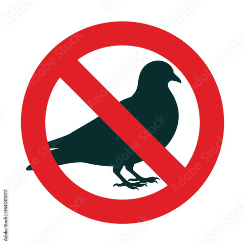 No pigeons allowed sign with silhouette of bird