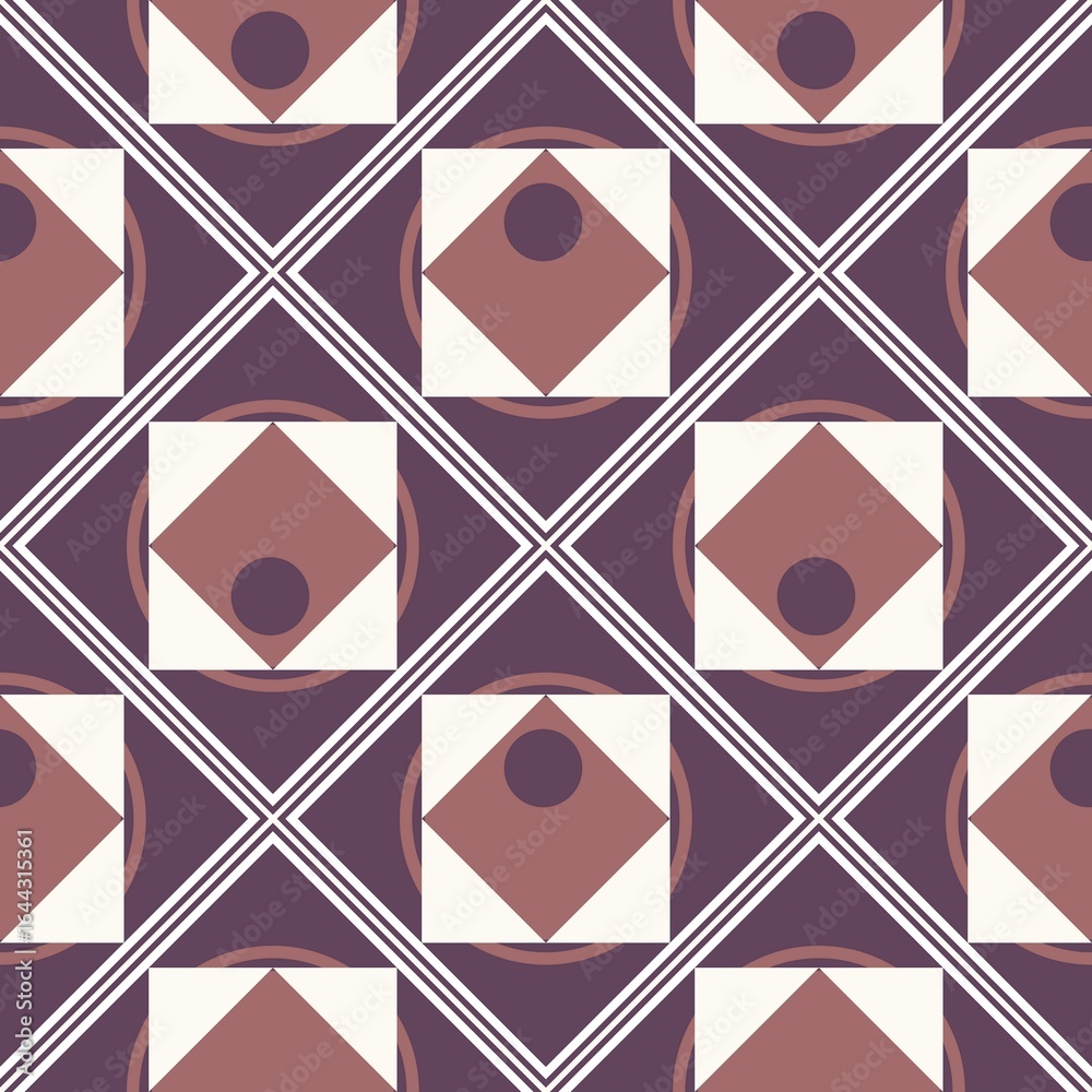 Fototapeta premium Brown abstract seamless background with different shapes, folded into a seamless pattern. Abstract multicolored texture for printing on paper, fabric, background for other graphic design.