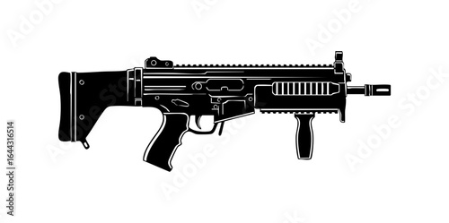 Minimal IWI Tavor TAR-21 Bullpup Rifle Side View Flat Vector Illustration