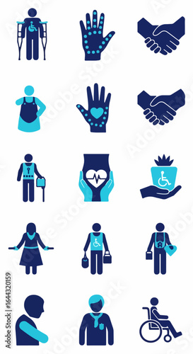 Symbolic Icons Representing Disability Healthcare and Support Services.