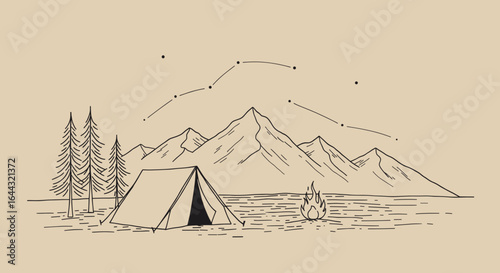 Camping Under Stars Doodle