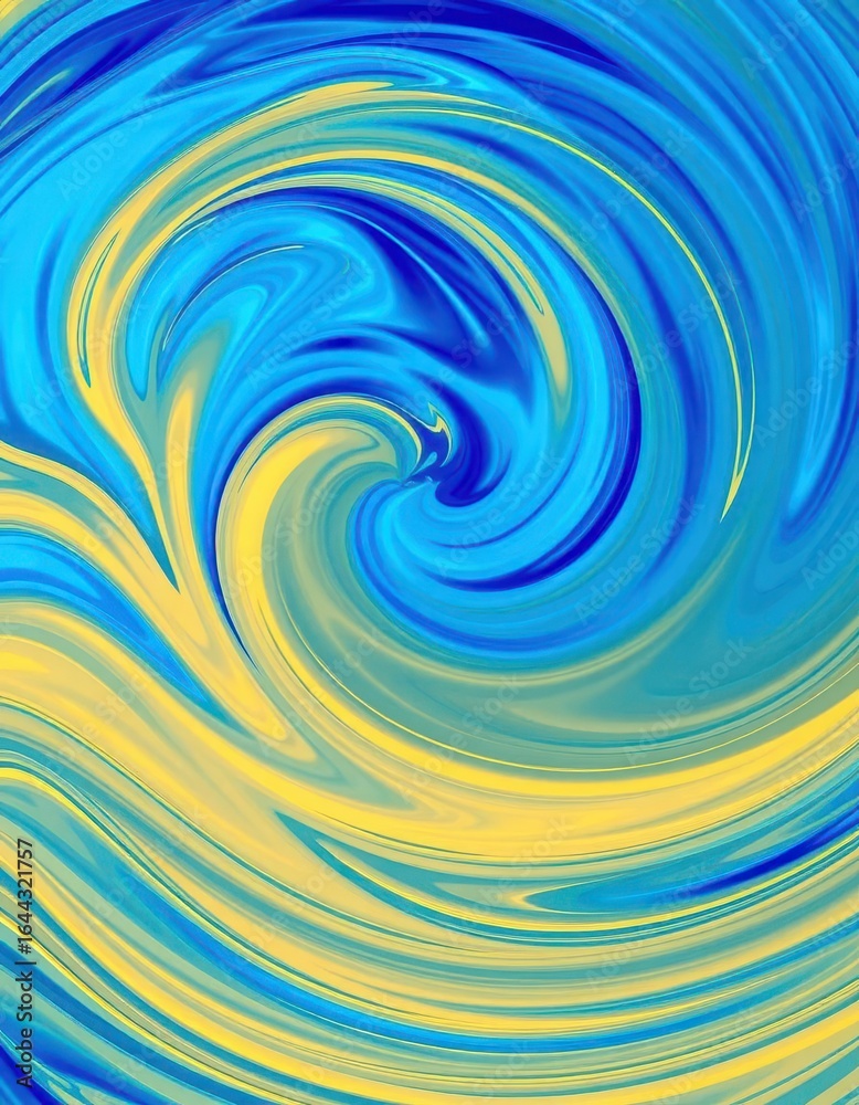 Fototapeta premium Abstract swirling blue waves, dynamic and energetic texture, dynamic, teal