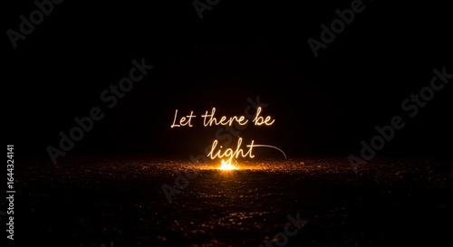 Inspirational Campfire Light in Darkness with Let There Be Light Text