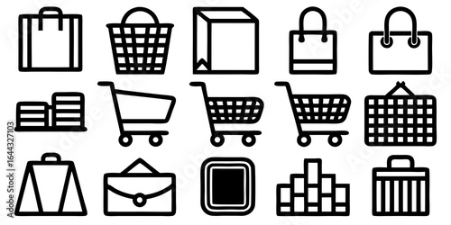 Assortment of Hand Drawn Shopping and Retail Related Icons commerce business