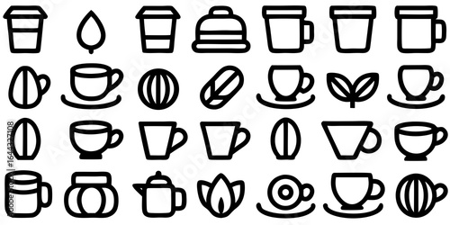 Variety of Hand Drawn Coffee and Beverage Related Icons drink