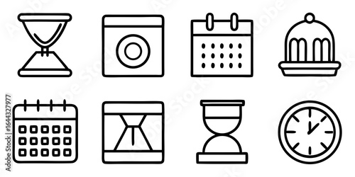 Collection of Time and Schedule Icons with Clocks and Calendars hourglass timer