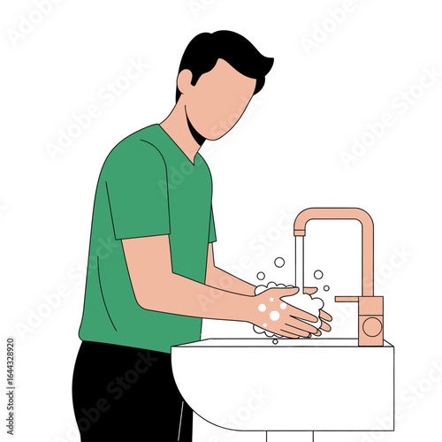 Essential Daily Practice A Person Thoroughly Washing Hands with Soap and Water for Optimal Health and Hygiene.