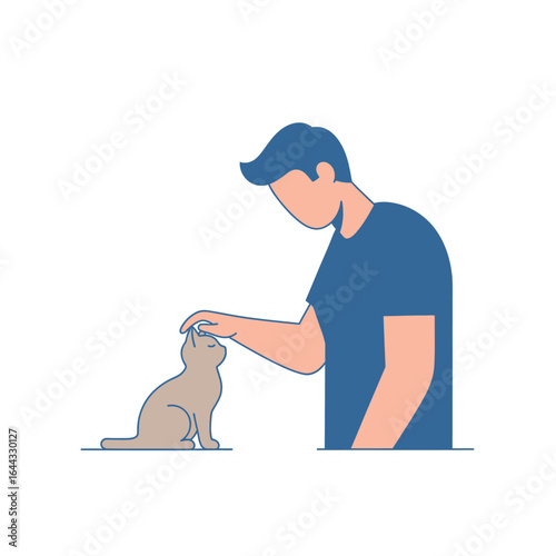 Person petting a cat, illustration of companionship and affection between a human and a feline friend