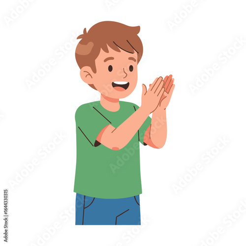 Happy Boy Clapping Hands Cheerful Child Illustration