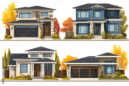 Stylish Contemporary Homes with Autumn Landscape