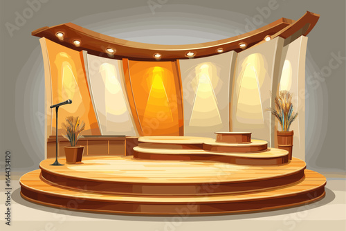 Elegant Stage Design with Spotlight and Microphone for Events and Presentations