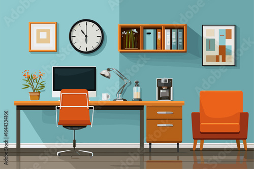 Modern Home Office Interior with Minimalist Design and Functional Furniture