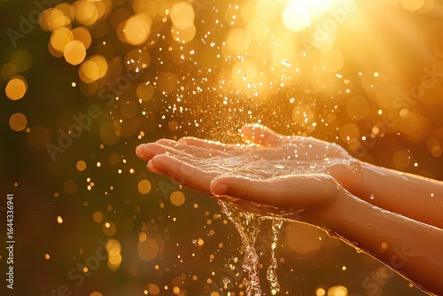 A person is carefully holding water in their hands right now