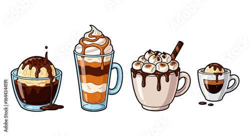 Delicious Dessert Drinks: Ice Cream, Latte, Marshmallows, and Espresso Treats