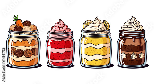 Delightful dessert jars: a culinary illustration of cake and sweetness