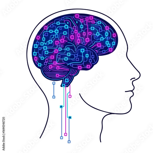 Human Brain and Intelligence Conceptual Art.

