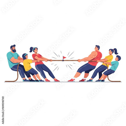 Teamwork and Rivalry – Tug of War Vector Art