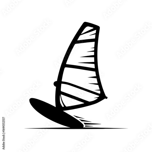 Windsurfing silhouette showcasing dynamic movement and elegant design against a minimalistic backdrop