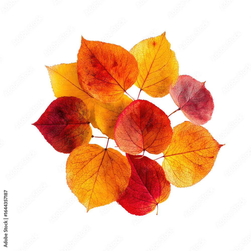 Fototapeta premium Autumn leaves bouquet, studio shot, black background, fall design