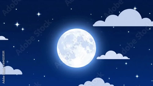 Wallpaper Mural Animated Night Sky: Full Moon Clouds and Stars in a Seamless Loop. Torontodigital.ca