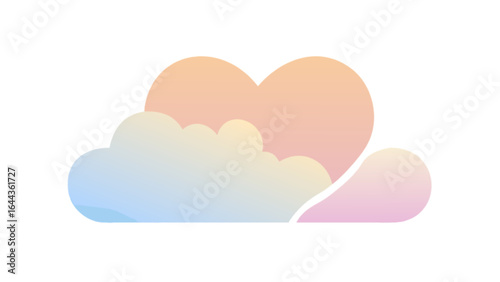 Pastel heart cloud illustration for love weather forecast and romantic sky concept with dreamy aesthetic design