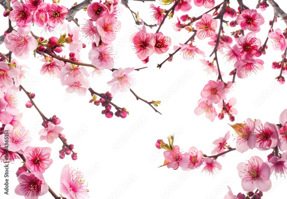 Naklejka premium Spring blossoms, branches, white background, nature, floral image. Possible use greeting card