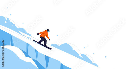 Dynamic illustration of a snowboarder in action on a snowy slope showcasing winter sports and adrenaline