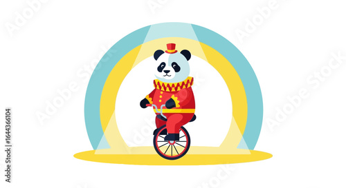 Cute circus panda on unicycle illustration suitable for kids and entertainment industry