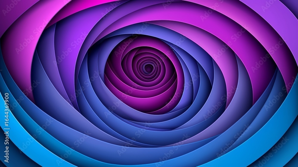 Fototapeta premium Spiral of purple and blue colors. The spiral is made up of many different shades of blue and purple. The colors are arranged in a way that creates a sense of movement and depth