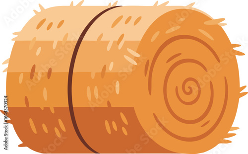 Hay Bale Illustration with Orange and Brown Tones Natural Farming Agriculture Vector 