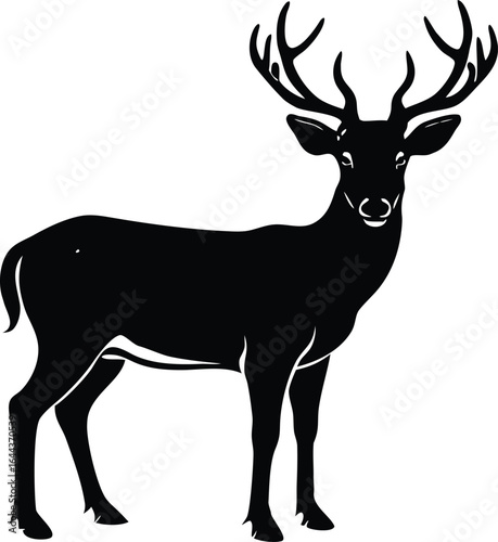 Black silhouette of a majestic stag with antlers