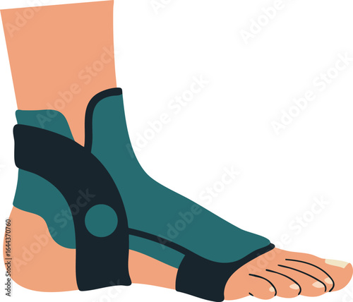Foot ankle brace support strap for injury recovery and pain relief vector illustration 