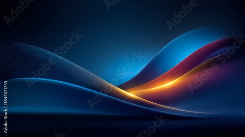 Blue and purple wave with orange and yellow streaks. The colors are bright and the waves are very long