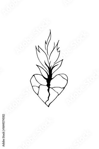 Broken heart healing concept drawing vector illustration growth and recovery symbol art design vector art