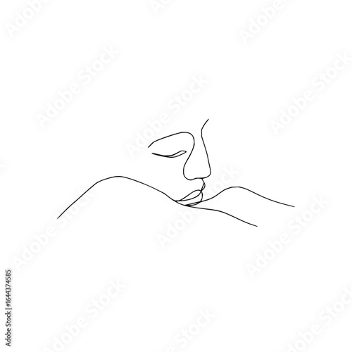 Minimalist one line drawing woman face vector illustration modern continuous line art female portrait design vector art