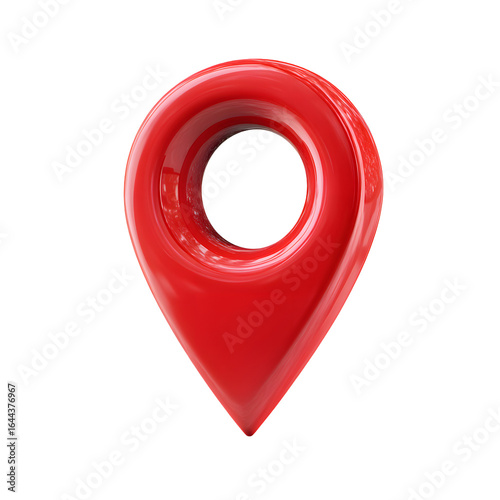 Red map pointer icon indicating a location on a map or in navigation on a black background