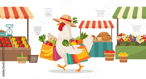 Farm Fresh Shopping A Chicken's Visit To A Vibrant Agricultural Marketplace