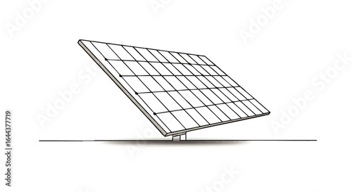 Angled Hand-Drawn Sketch of a Solar Panel with Grid Pattern