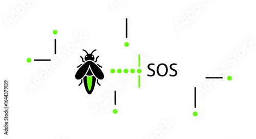 Firefly SOS Signal Communicating Vector Illustration Symbolic Rescue Concept Design